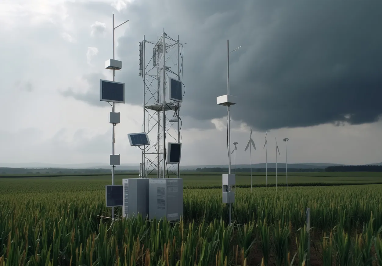 Monitor de partículas ao ar livre no monitoramento da estação meteorológica